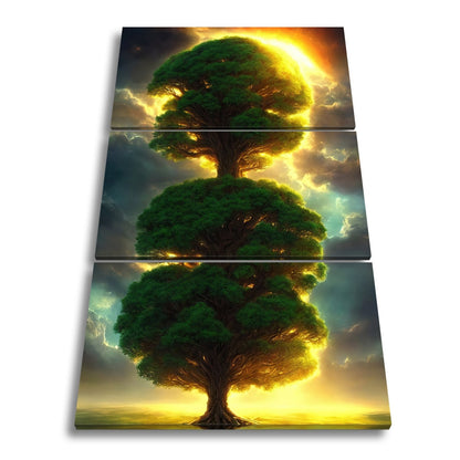 Leinwandbild Baum der Himmel, gekrönt vom Feuer des erwachenden Lichts - deyoli