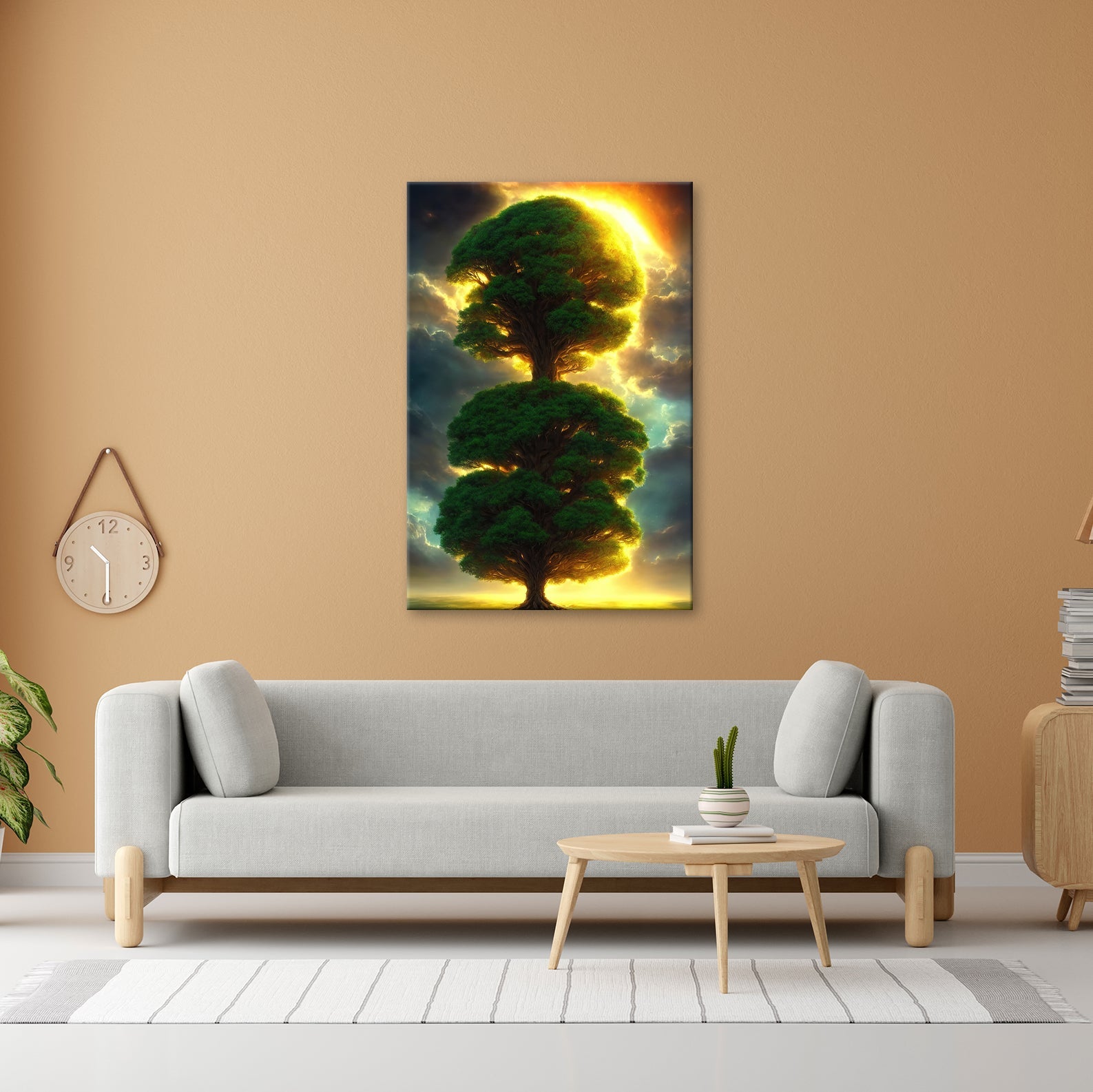 Leinwandbild Baum der Himmel, gekrönt vom Feuer des erwachenden Lichts - deyoli