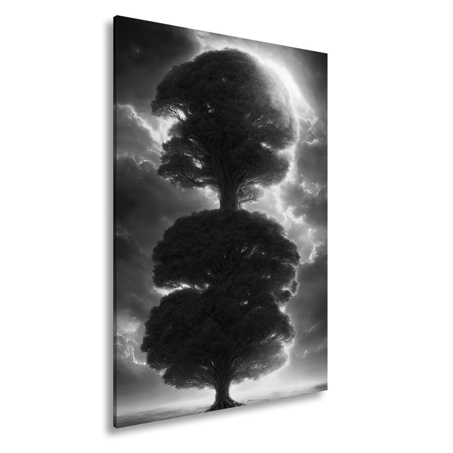 Leinwandbild Baum der Himmel, gekrönt vom Feuer des erwachenden Lichts - deyoli