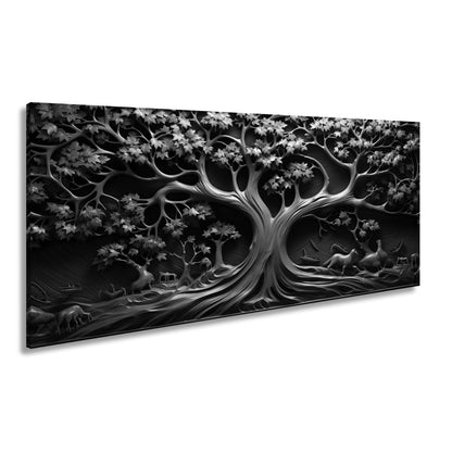 Leinwandbild Baum des Lebens, kunstvoll geschnitzt in zeitlosem Holz. - deyoli