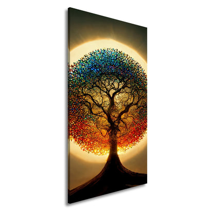 Leinwandbild Baum des Lichts, gekrönt von einem Farbenspiel der Natur - deyoli