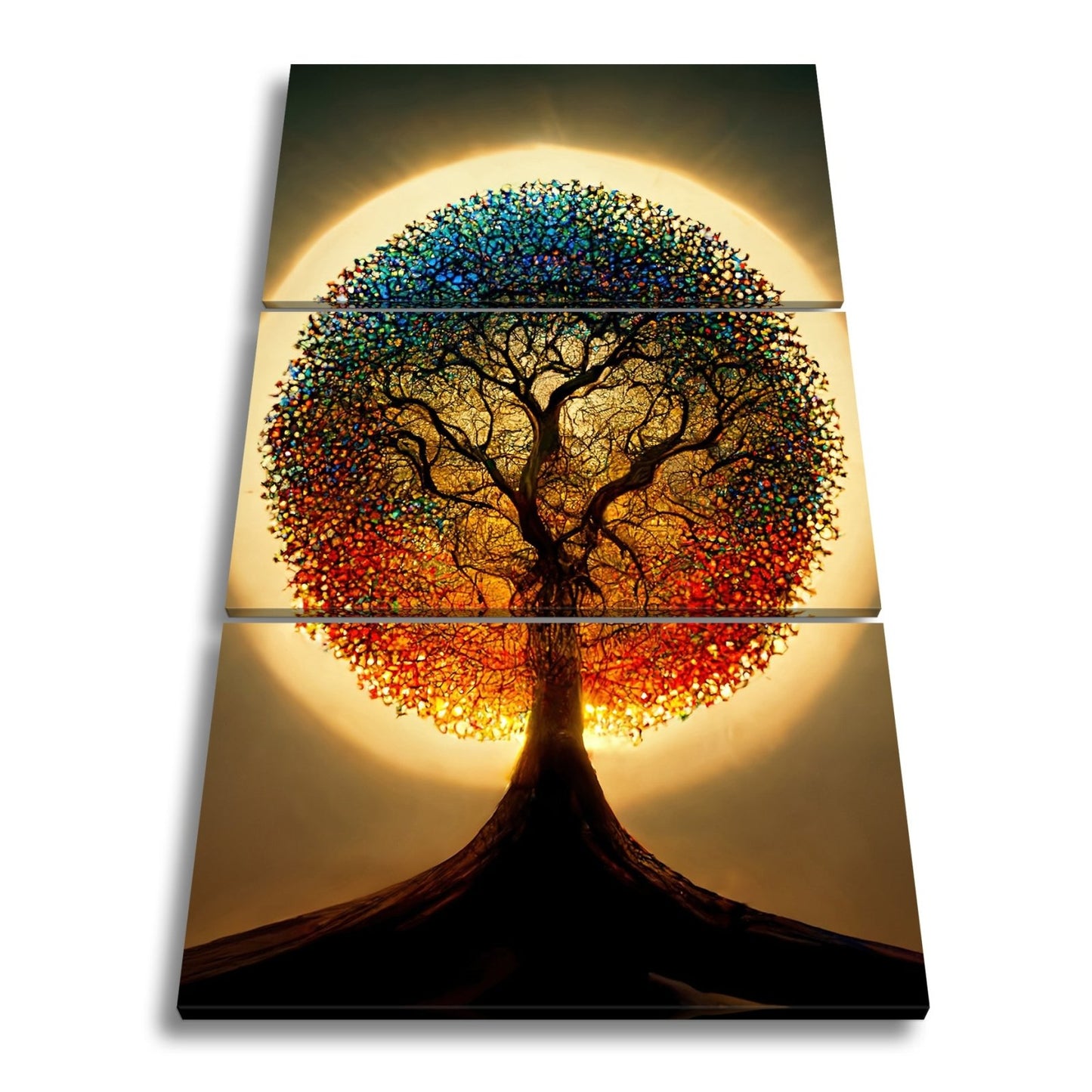 Leinwandbild Baum des Lichts, gekrönt von einem Farbenspiel der Natur - deyoli