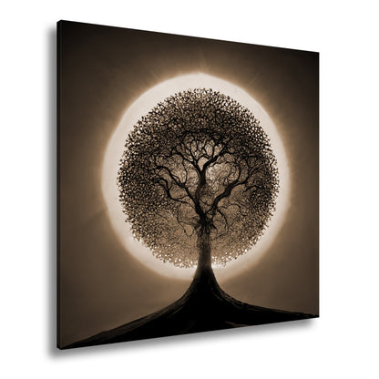 Leinwandbild Baum des Lichts, gekrönt von einem Farbenspiel der Natur - deyoli