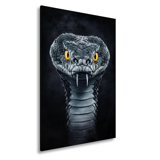 Leinwandbild Bedrohliche Schlange – Eleganz mit glühendem Blick XXL - deyoli