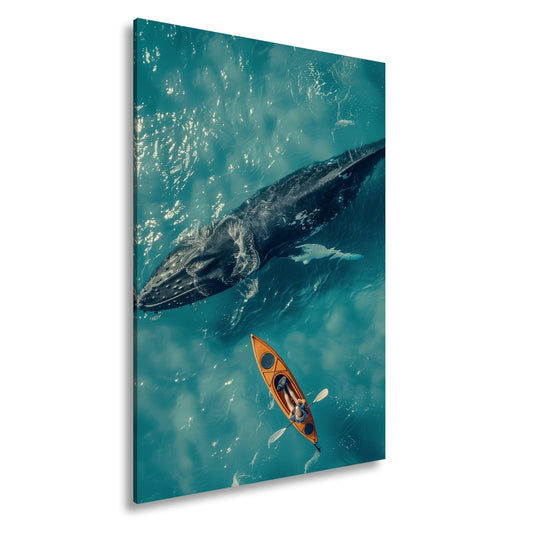 Leinwandbild Begegnung in Blau – Stille zwischen Mensch und Koloss - deyoli