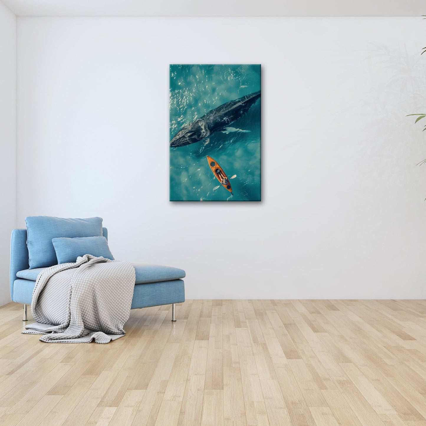 Leinwandbild Begegnung in Blau – Stille zwischen Mensch und Koloss - deyoli