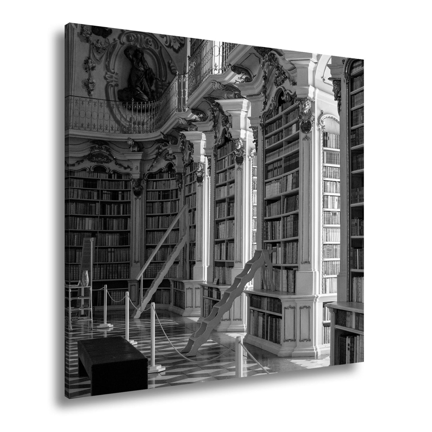 Leinwandbild Bibliothek XXL – Barocke Pracht mit Büchern & goldenen Ornamenten - deyoli