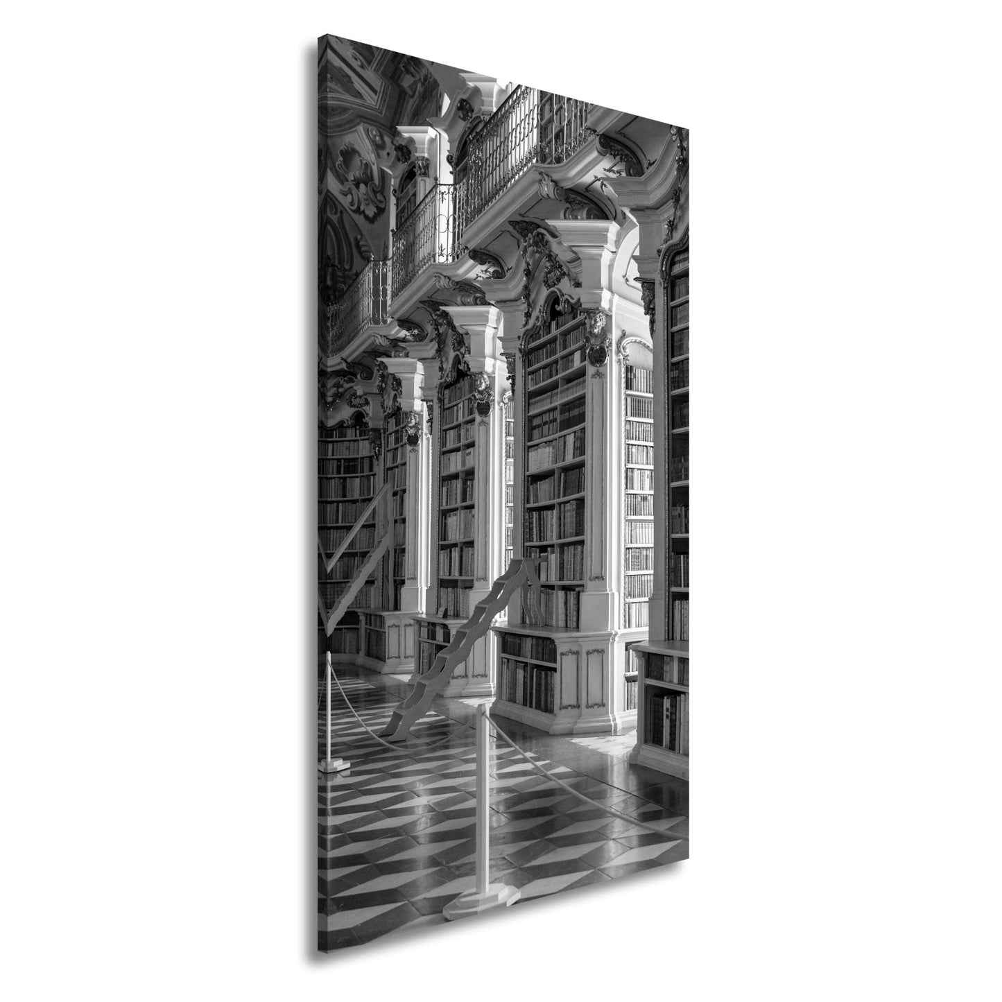 Leinwandbild Bibliothek XXL – Barocke Pracht mit Büchern & goldenen Ornamenten - deyoli