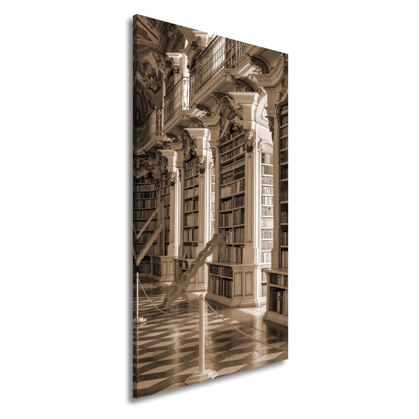 Leinwandbild Bibliothek XXL – Barocke Pracht mit Büchern & goldenen Ornamenten - deyoli