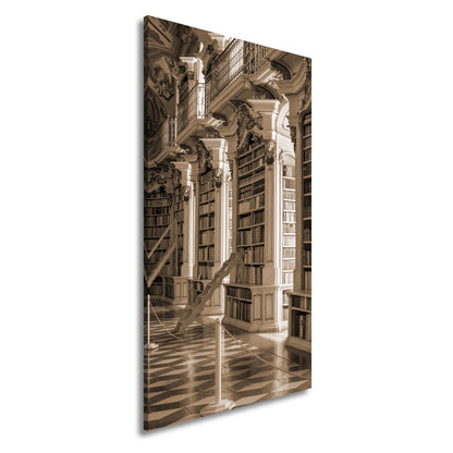 Leinwandbild Bibliothek XXL – Barocke Pracht mit Büchern & goldenen Ornamenten - deyoli
