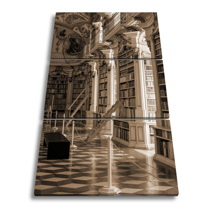 Leinwandbild Bibliothek XXL – Barocke Pracht mit Büchern & goldenen Ornamenten - deyoli