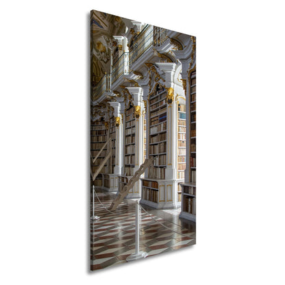 Leinwandbild Bibliothek XXL – Barocke Pracht mit Büchern & goldenen Ornamenten - deyoli