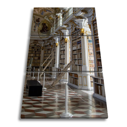 Leinwandbild Bibliothek XXL – Barocke Pracht mit Büchern & goldenen Ornamenten - deyoli