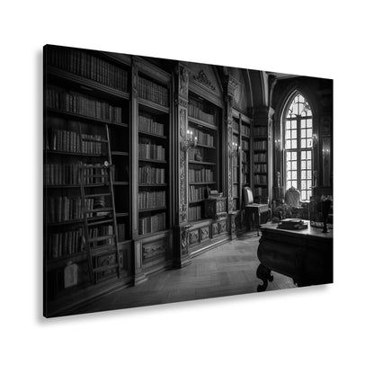 Leinwandbild Bibliothek XXL – Prächtige Halle voller golden schimmernder Bücher - deyoli