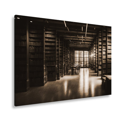 Leinwandbild Bibliothek XXL – Voller Geheimnisse im warmen Licht der Stille - deyoli