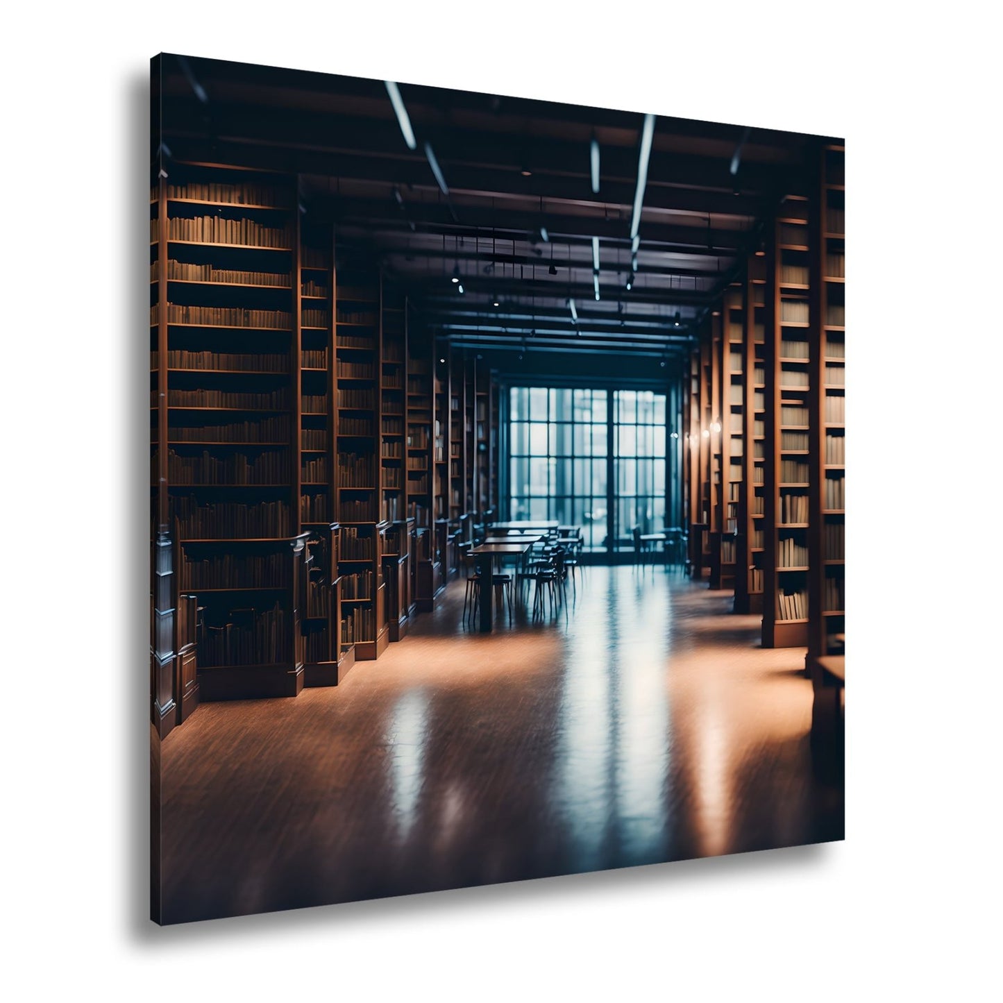 Leinwandbild Bibliothek XXL – Voller Geheimnisse im warmen Licht der Stille - deyoli