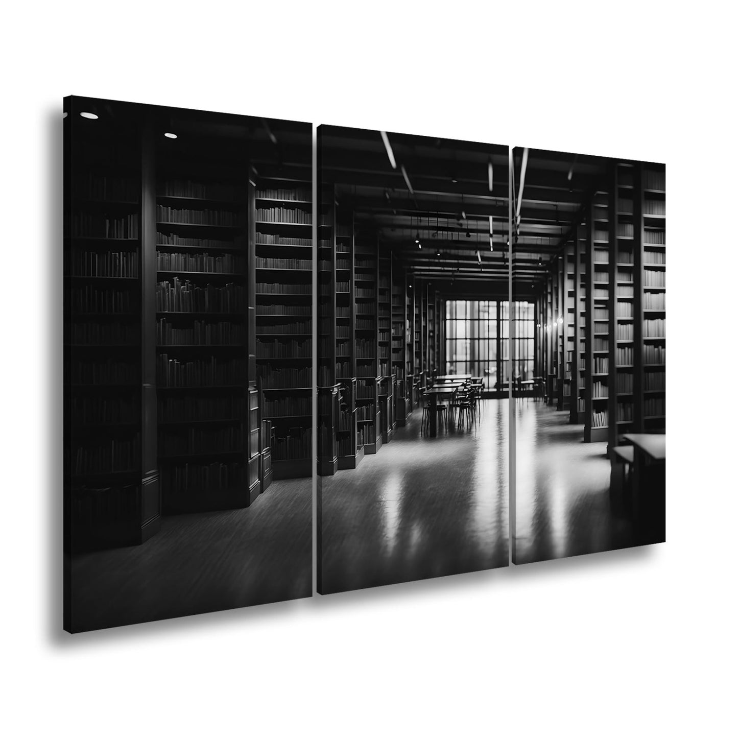 Leinwandbild Bibliothek XXL – Voller Geheimnisse im warmen Licht der Stille - deyoli