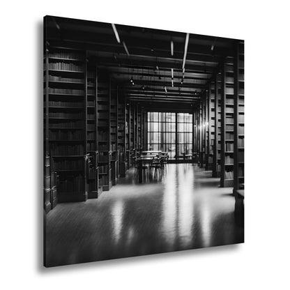 Leinwandbild Bibliothek XXL – Voller Geheimnisse im warmen Licht der Stille - deyoli