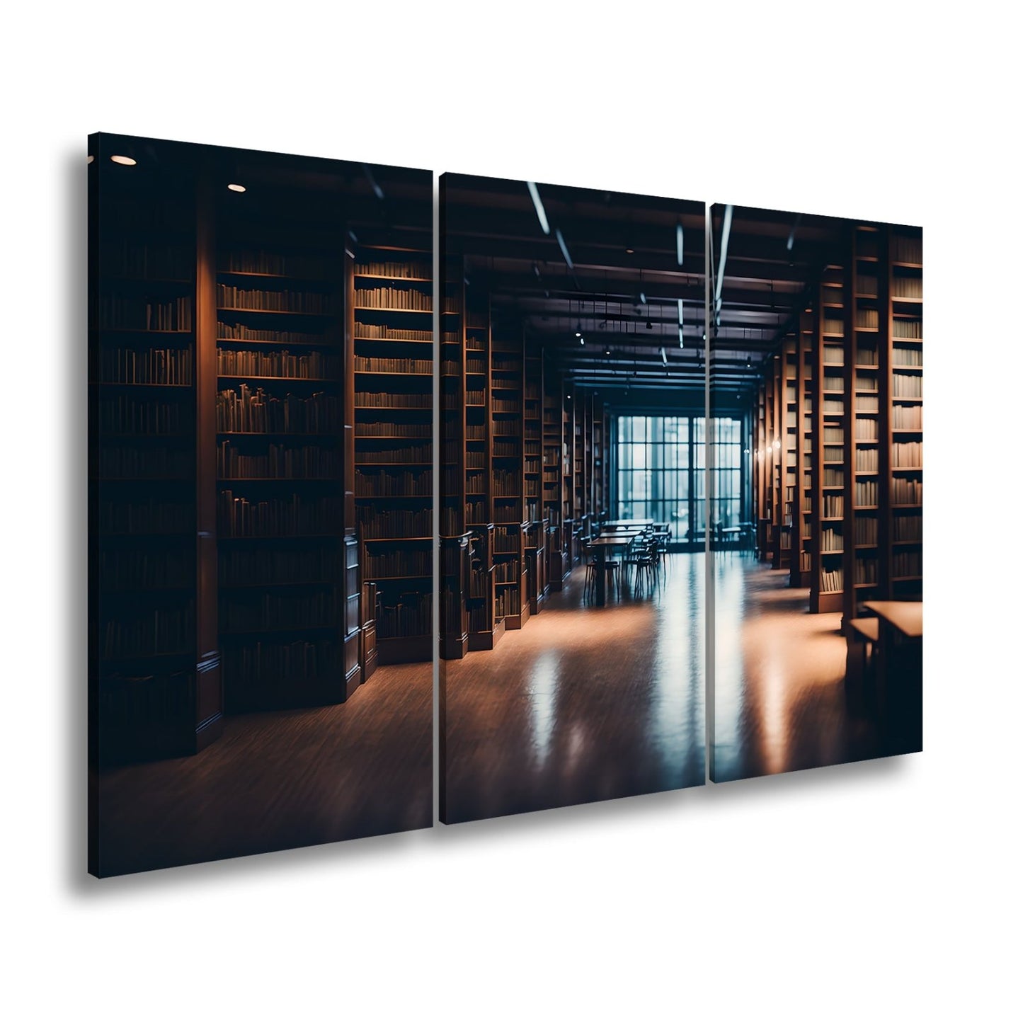 Leinwandbild Bibliothek XXL – Voller Geheimnisse im warmen Licht der Stille - deyoli