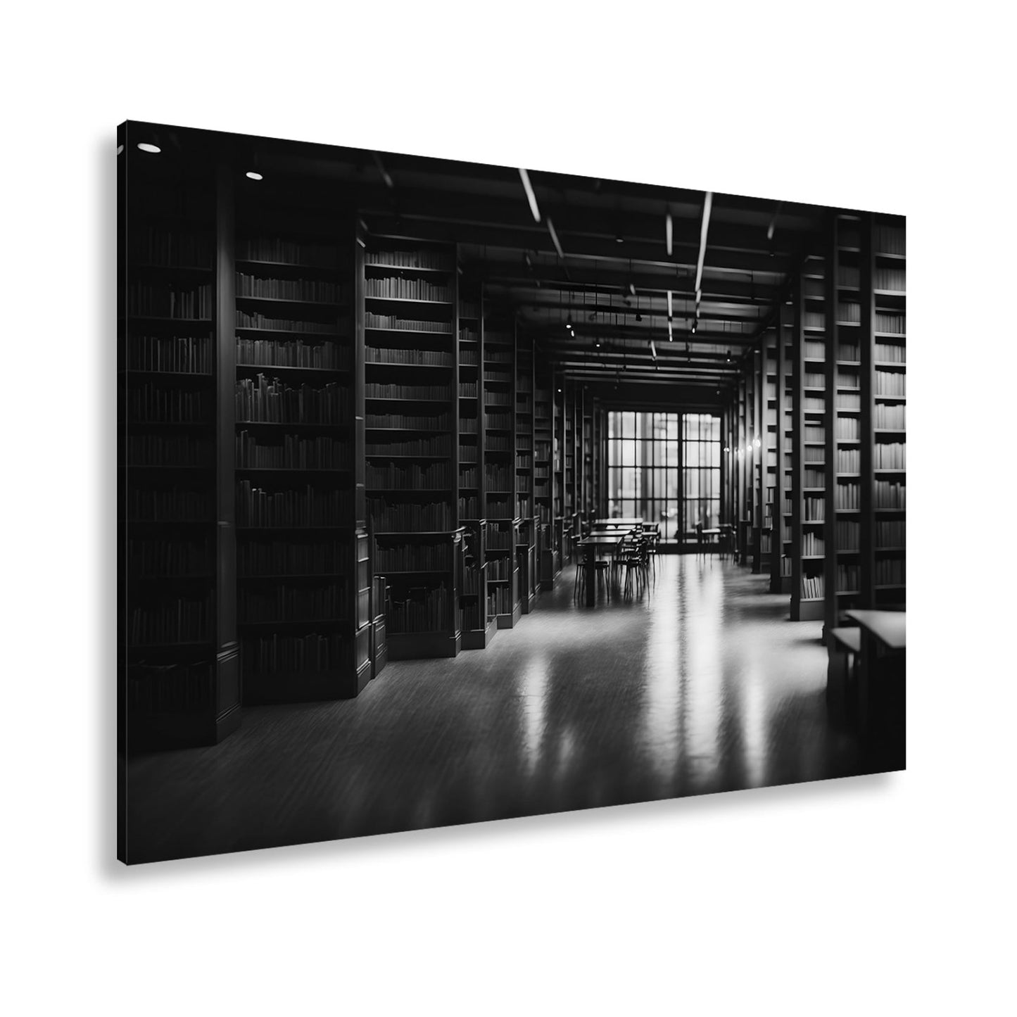 Leinwandbild Bibliothek XXL – Voller Geheimnisse im warmen Licht der Stille - deyoli