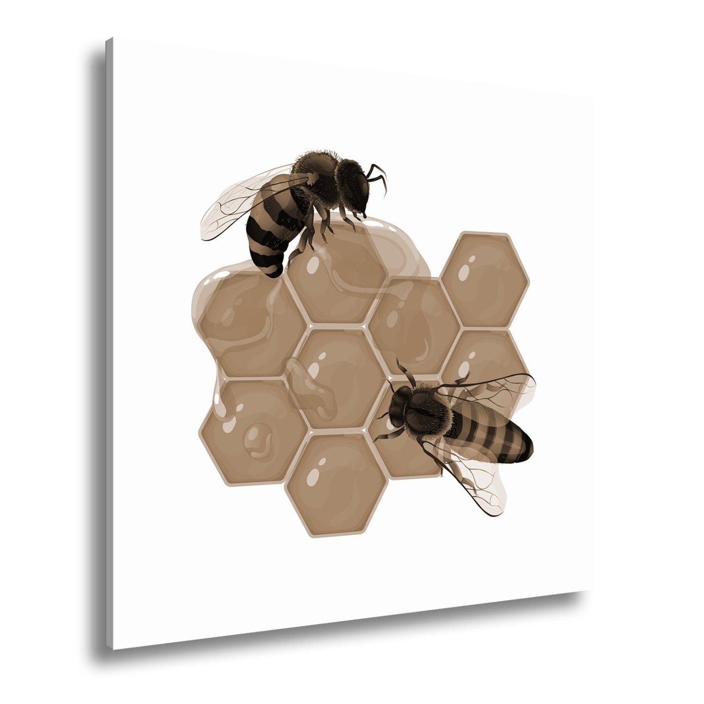 Leinwandbild Bienen sammeln goldenen Honig auf funkelnden Waben - deyoli