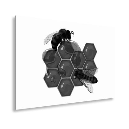 Leinwandbild Bienen sammeln goldenen Honig auf funkelnden Waben - deyoli