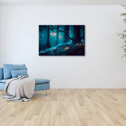 Leinwandbild Biolumineszenter Wald – Leuchtende Magie XXL - deyoli