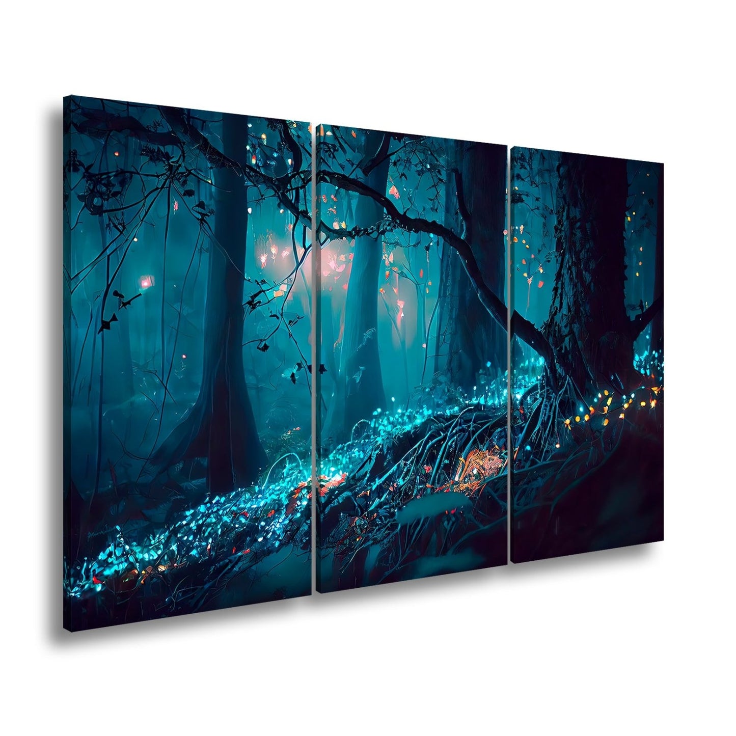 Leinwandbild Biolumineszenter Wald – Leuchtende Magie XXL - deyoli
