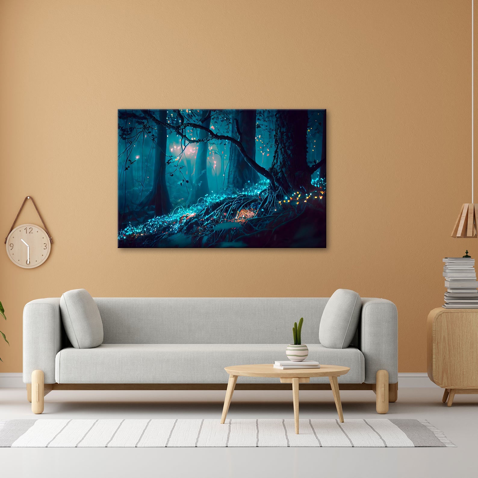Leinwandbild Biolumineszenter Wald – Leuchtende Magie XXL - deyoli