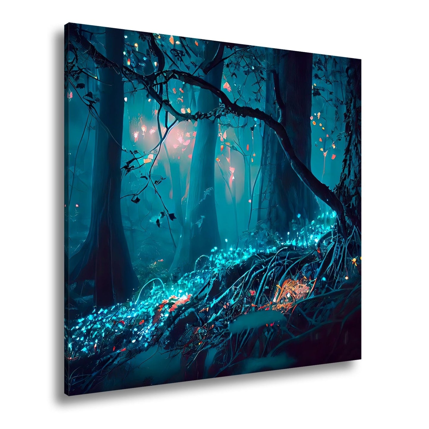 Leinwandbild Biolumineszenter Wald – Leuchtende Magie XXL - deyoli