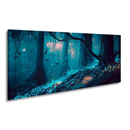 Leinwandbild Biolumineszenter Wald – Leuchtende Magie XXL - deyoli