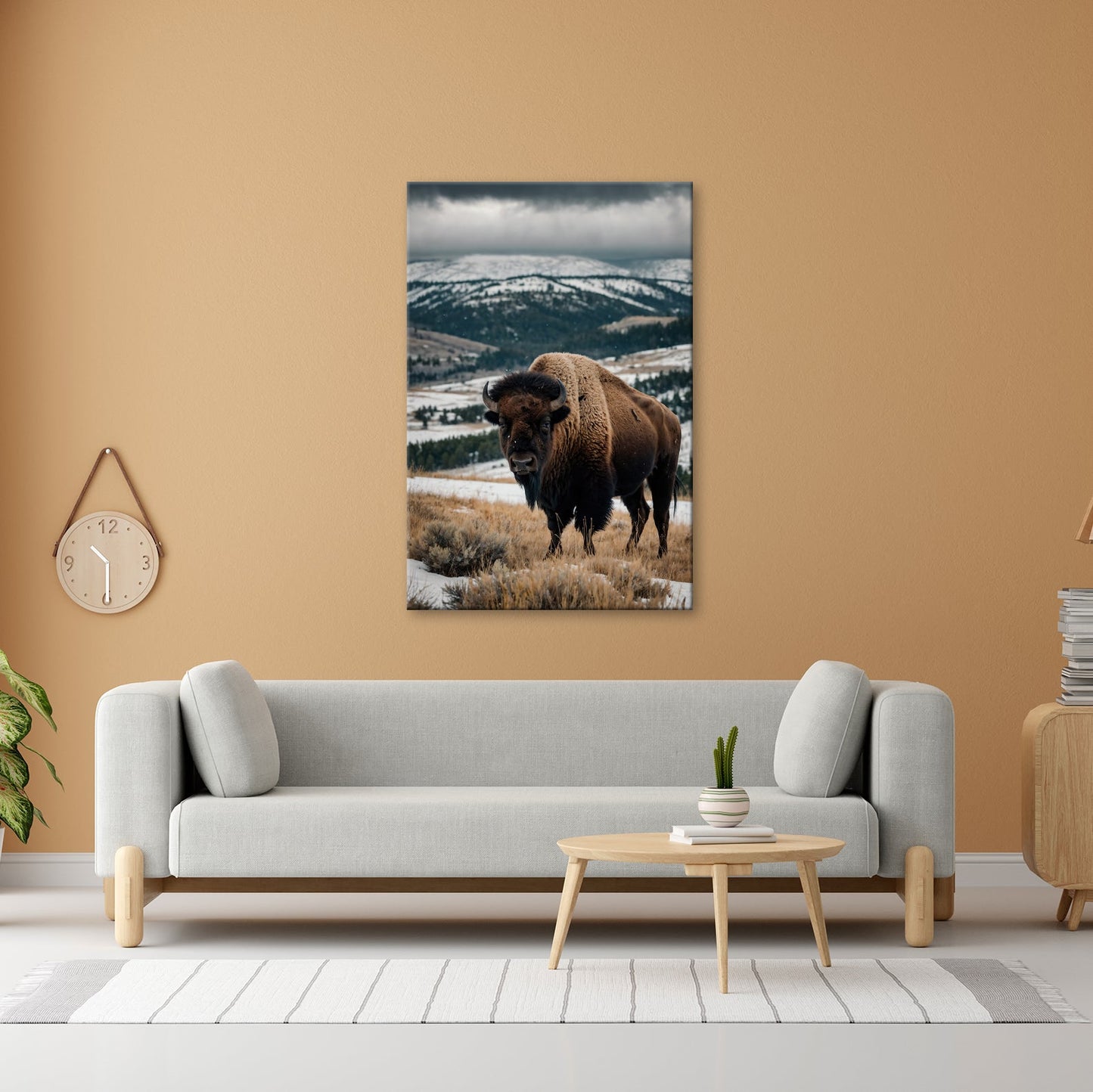 Leinwandbild Bison XXL – Majestätisch trotzt winterlicher Weite - deyoli