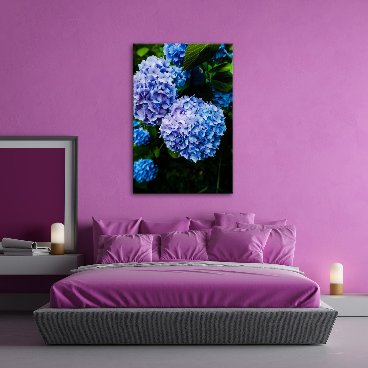 Leinwandbild Blauer Blütenzauber im vollen Glanz XXL – Blumen Wandbild - deyoli