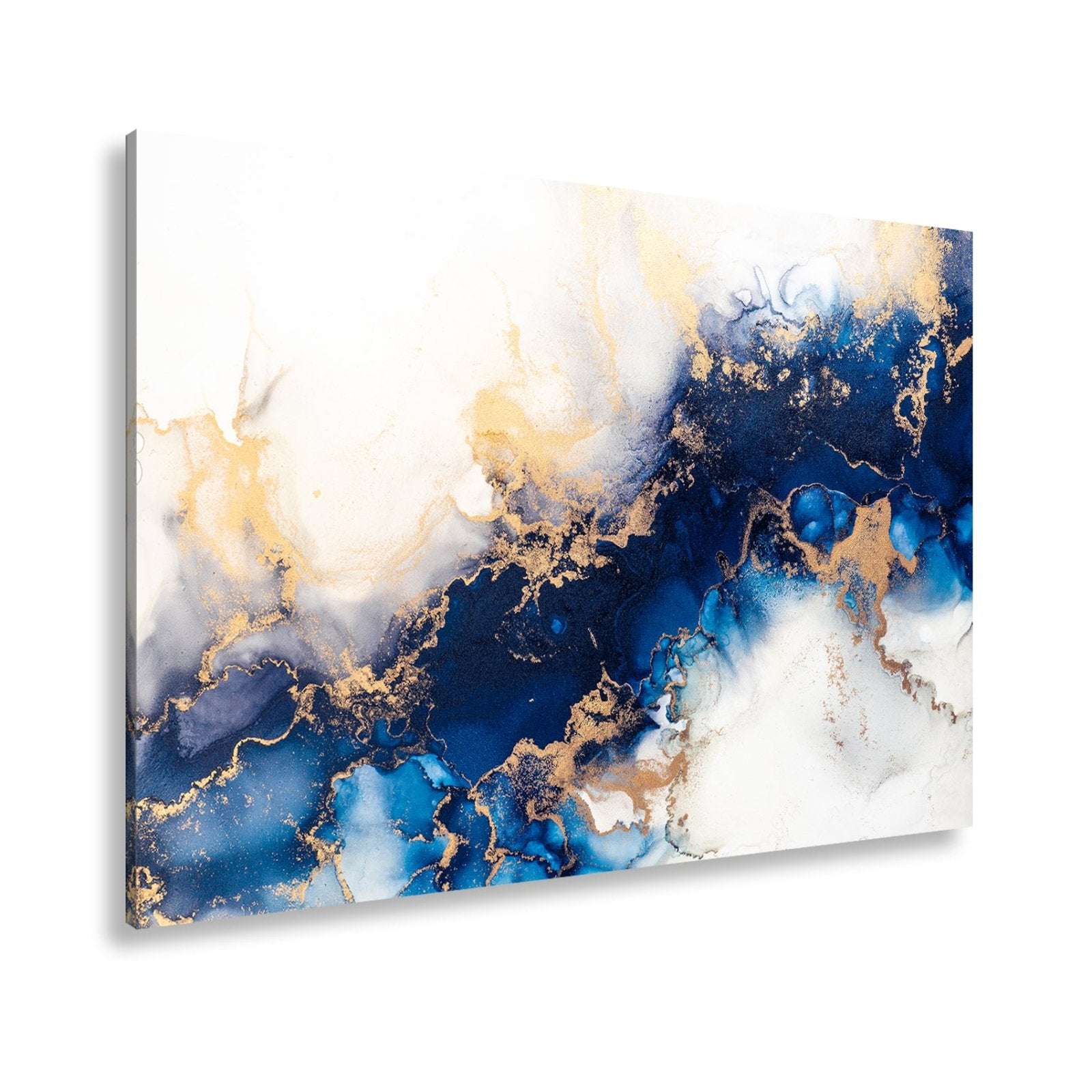 Leinwandbild Blauer Strom und Gold in fließender Harmonie. - deyoli