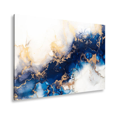 Leinwandbild Blauer Strom und Gold in fließender Harmonie. - deyoli