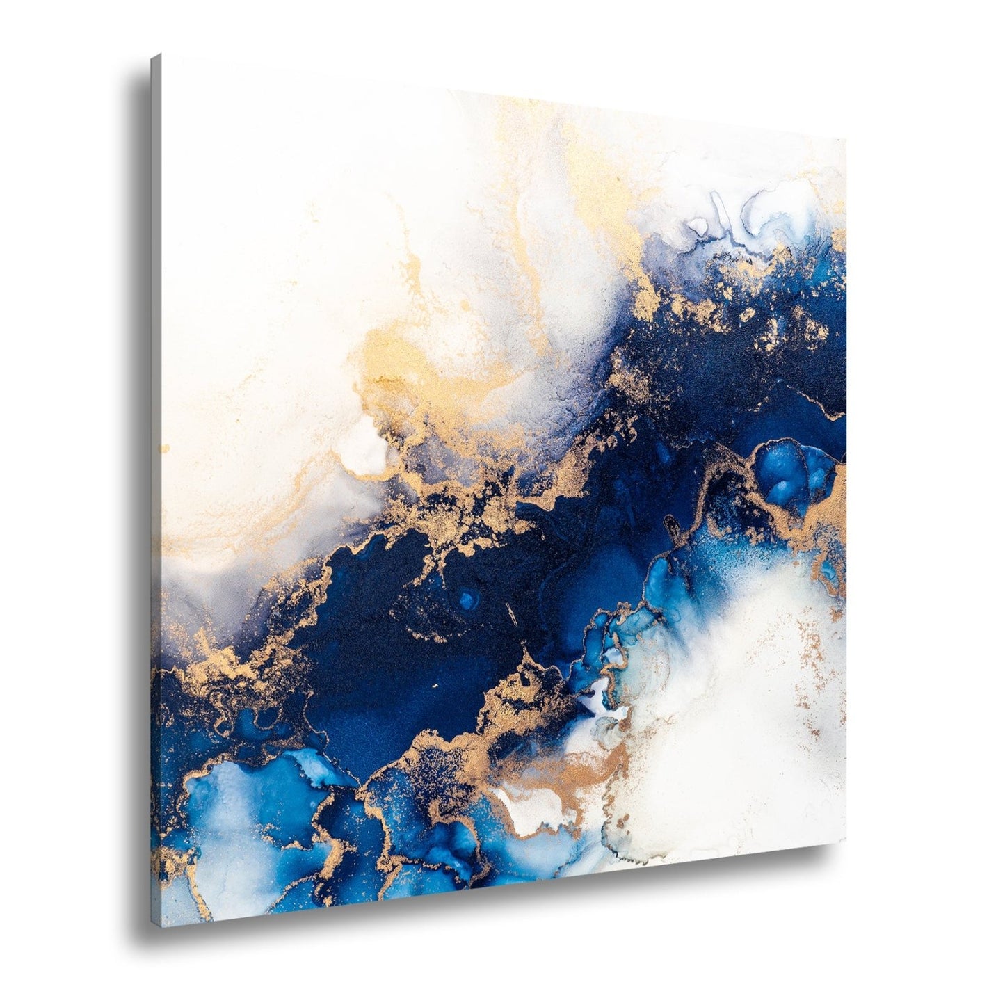 Leinwandbild Blauer Strom und Gold in fließender Harmonie. - deyoli