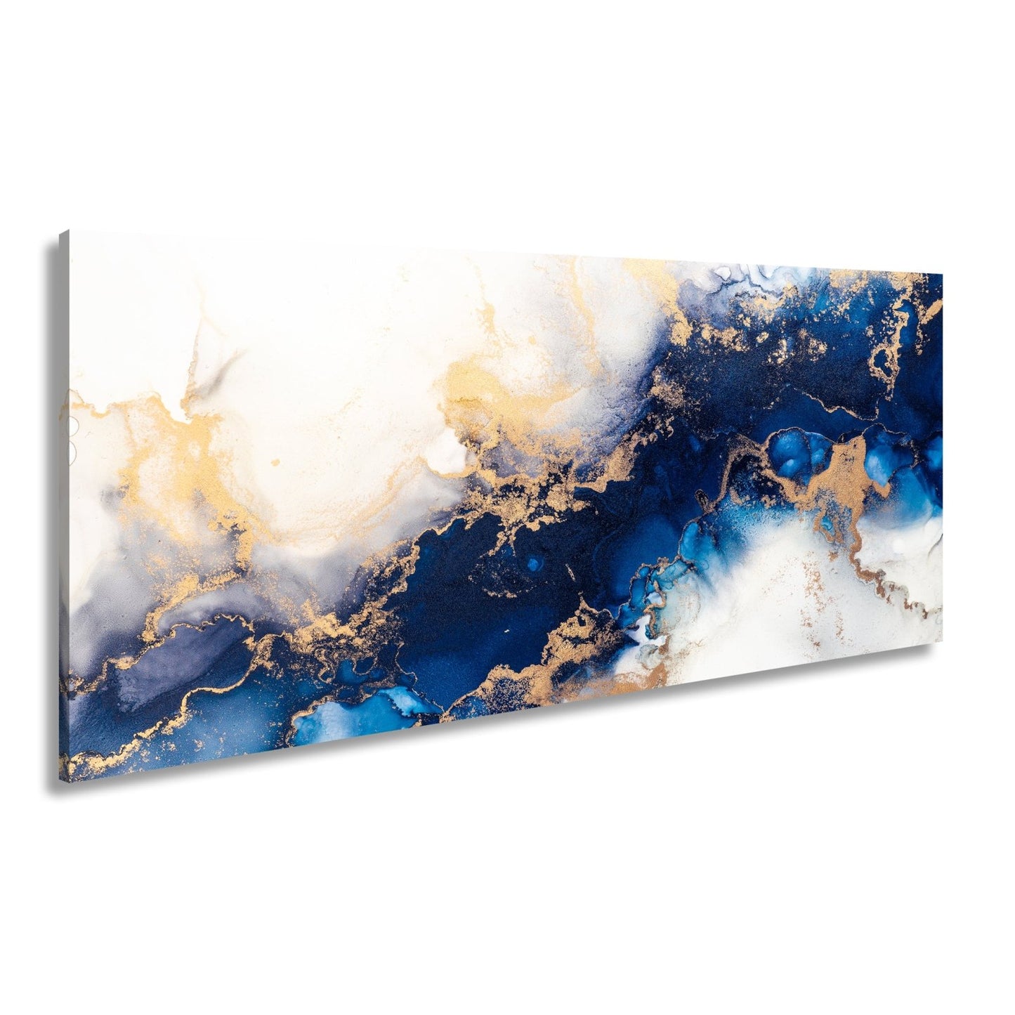 Leinwandbild Blauer Strom und Gold in fließender Harmonie. - deyoli