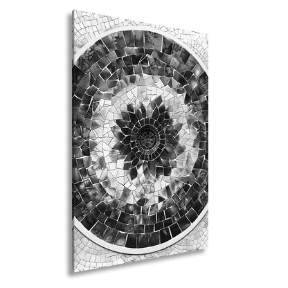 Leinwandbild Blaues Mosaik wirbelt wie eine Blume im Glasmeer. - deyoli