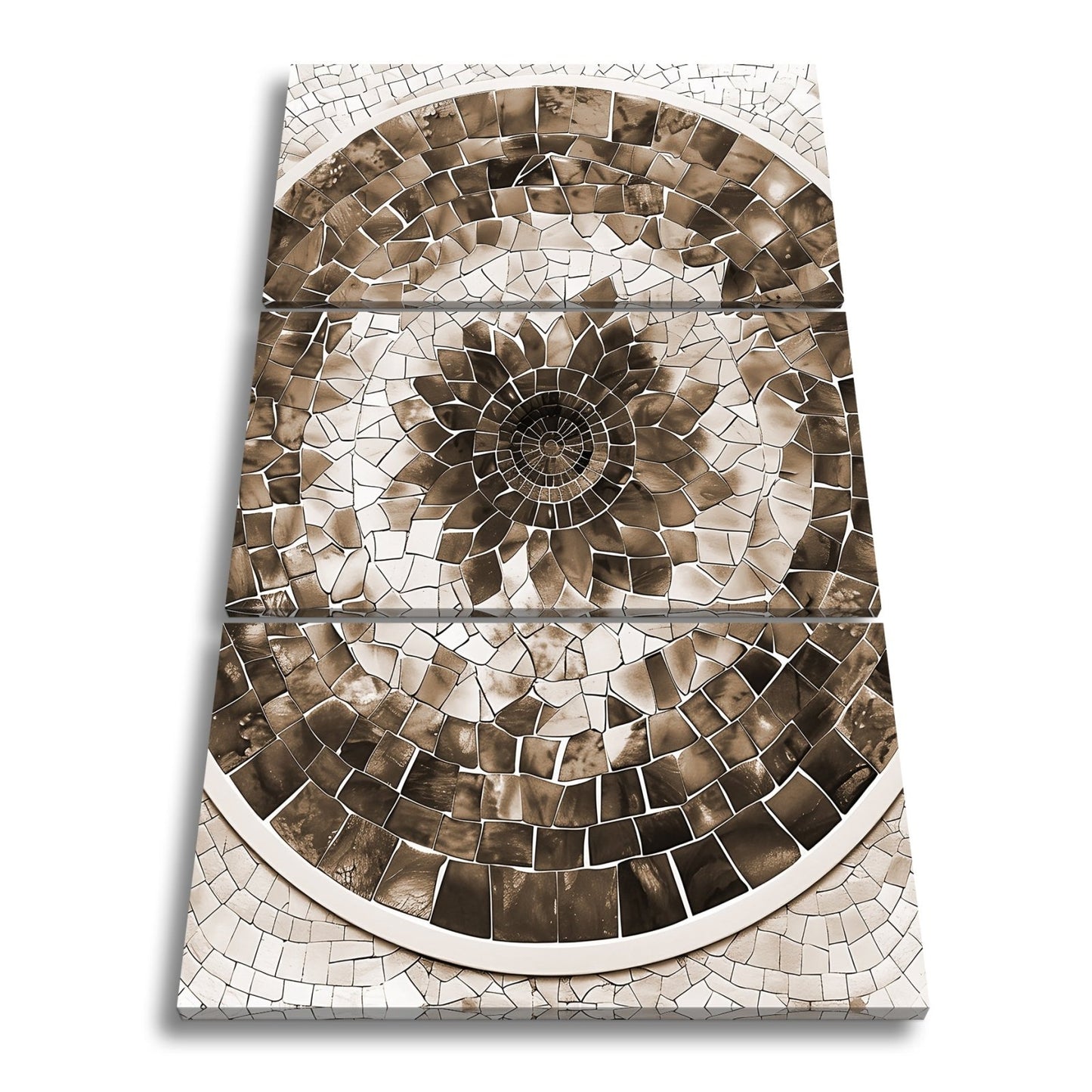 Leinwandbild Blaues Mosaik wirbelt wie eine Blume im Glasmeer. - deyoli