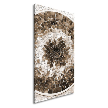 Leinwandbild Blaues Mosaik wirbelt wie eine Blume im Glasmeer. - deyoli