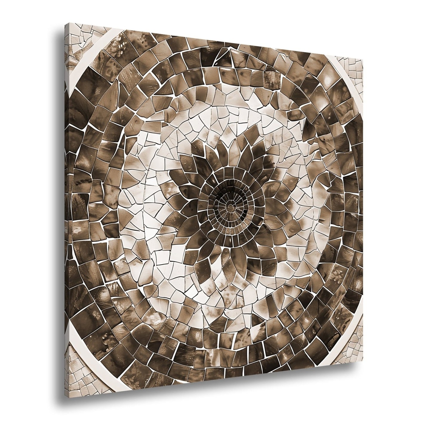 Leinwandbild Blaues Mosaik wirbelt wie eine Blume im Glasmeer. - deyoli