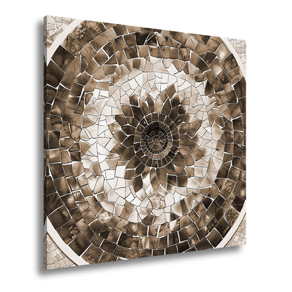 Leinwandbild Blaues Mosaik wirbelt wie eine Blume im Glasmeer. - deyoli