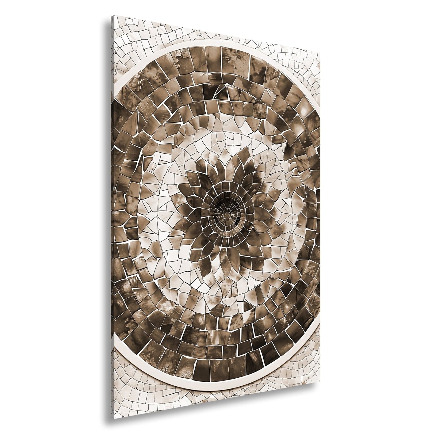 Leinwandbild Blaues Mosaik wirbelt wie eine Blume im Glasmeer. - deyoli