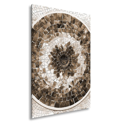 Leinwandbild Blaues Mosaik wirbelt wie eine Blume im Glasmeer. - deyoli