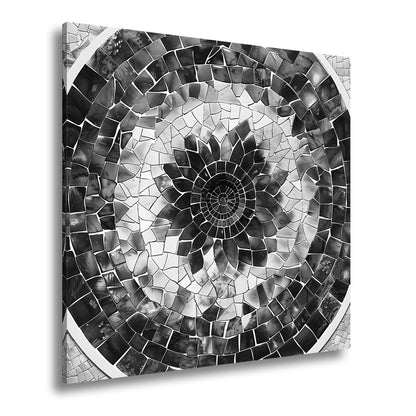 Leinwandbild Blaues Mosaik wirbelt wie eine Blume im Glasmeer. - deyoli