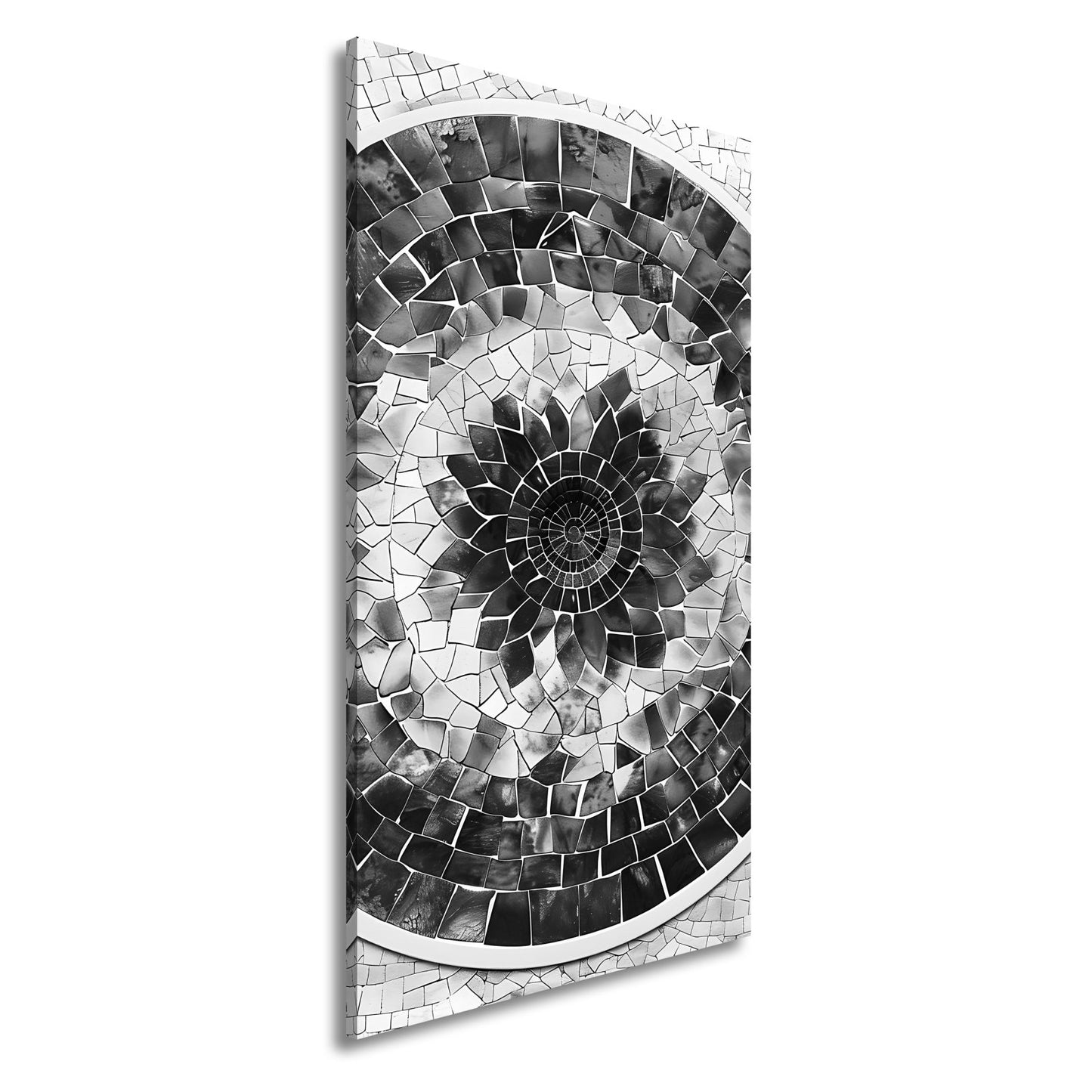 Leinwandbild Blaues Mosaik wirbelt wie eine Blume im Glasmeer. - deyoli