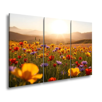 Leinwandbild Blühendes Paradies im goldenen Glanz der Abendsonne. - deyoli