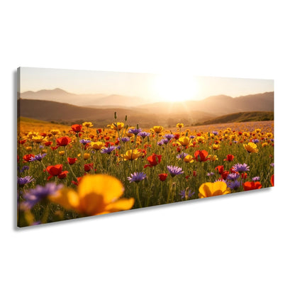 Leinwandbild Blühendes Paradies im goldenen Glanz der Abendsonne. - deyoli