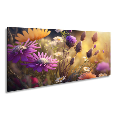 Leinwandbild Blüten erwachen im goldenen Hauch des frühen Morgens. - deyoli