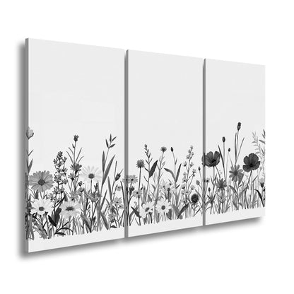 Leinwandbild Blumen tanzen zart auf hellem Grund in bunter Harmonie. - deyoli
